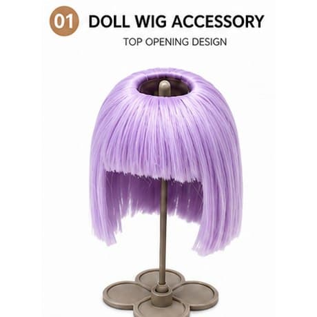 Taro Purple collectible doll wig compatible with 17cm collectible 17cm dolls, front product view