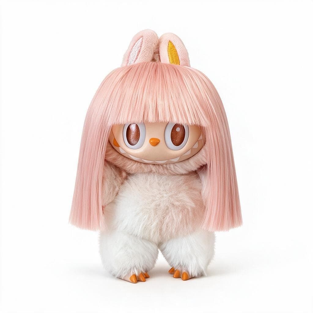 Warm Orange collectible doll wig compatible with 17cm collectible 17cm dolls, white background product image