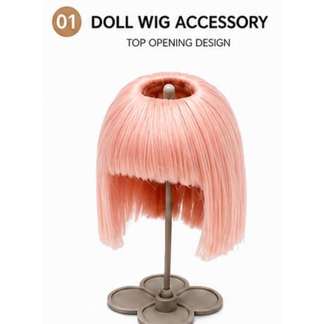Warm Orange collectible doll wig compatible with 17cm collectible 17cm dolls, front product view