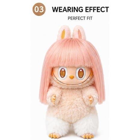 Warm Orange collectible doll wig compatible with 17cm collectible 17cm dolls, front wearing view