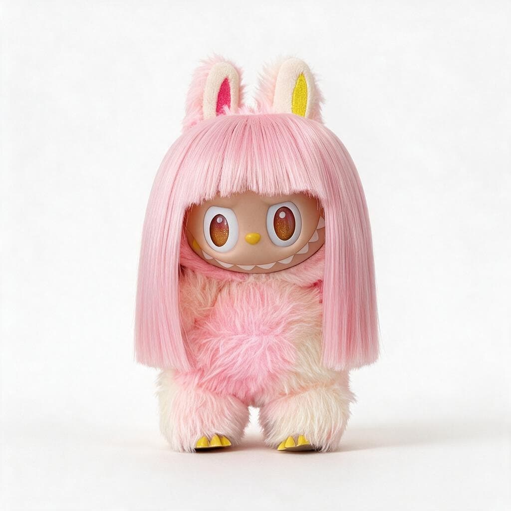 Soft Light Pink collectible doll wig compatible with 17cm collectible 17cm dolls, white background product image