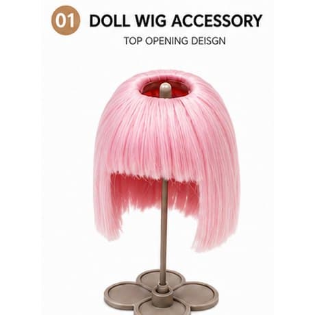 Soft Light Pink collectible doll wig compatible with 17cm collectible 17cm dolls, front product view