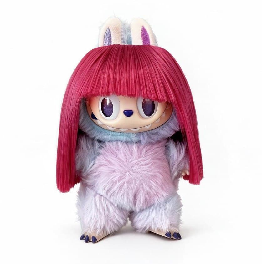 Bright Hot Pink collectible doll wig compatible with 17cm collectible 17cm dolls, white background product image