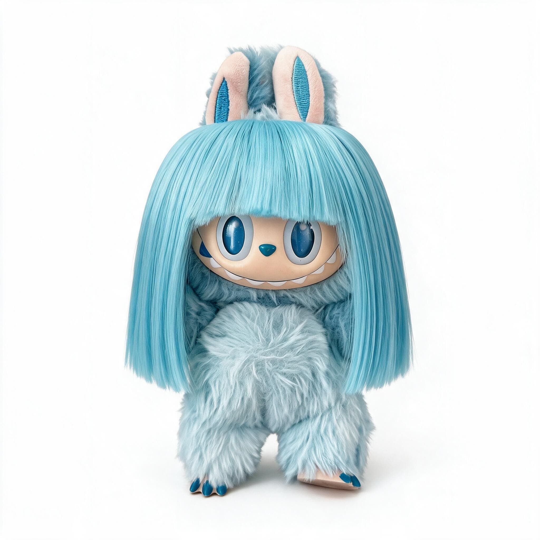 Sea-Salt Blue collectible doll wig compatible with 17cm collectible 17cm dolls, white background product image