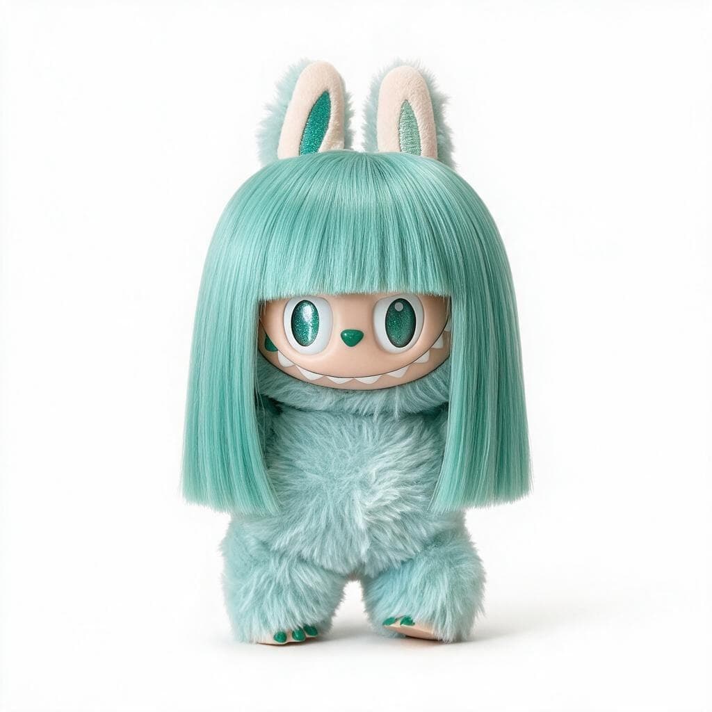 Mint Green collectible doll wig compatible with 17cm collectible 17cm dolls, white background product image