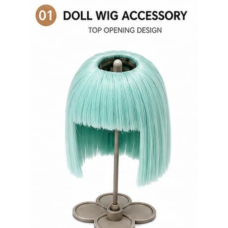 Mint Green collectible doll wig compatible with 17cm collectible 17cm dolls, front product view