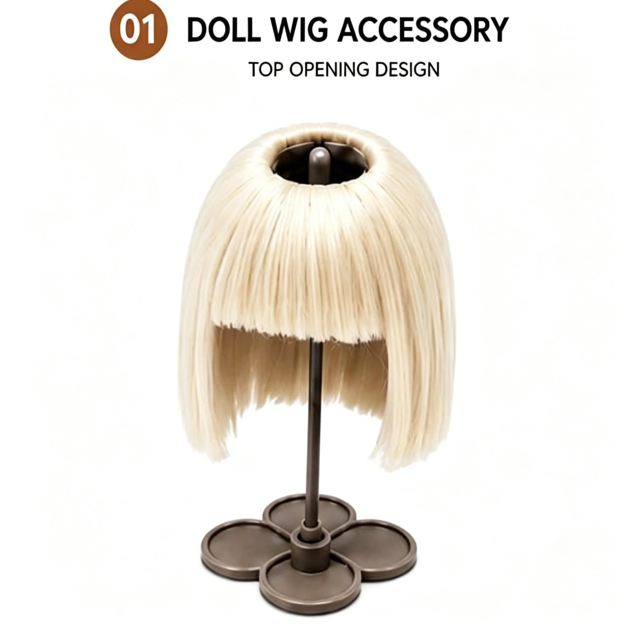 Vanilla Beige Gold collectible doll wig compatible with 17cm collectible 17cm dolls, front product view