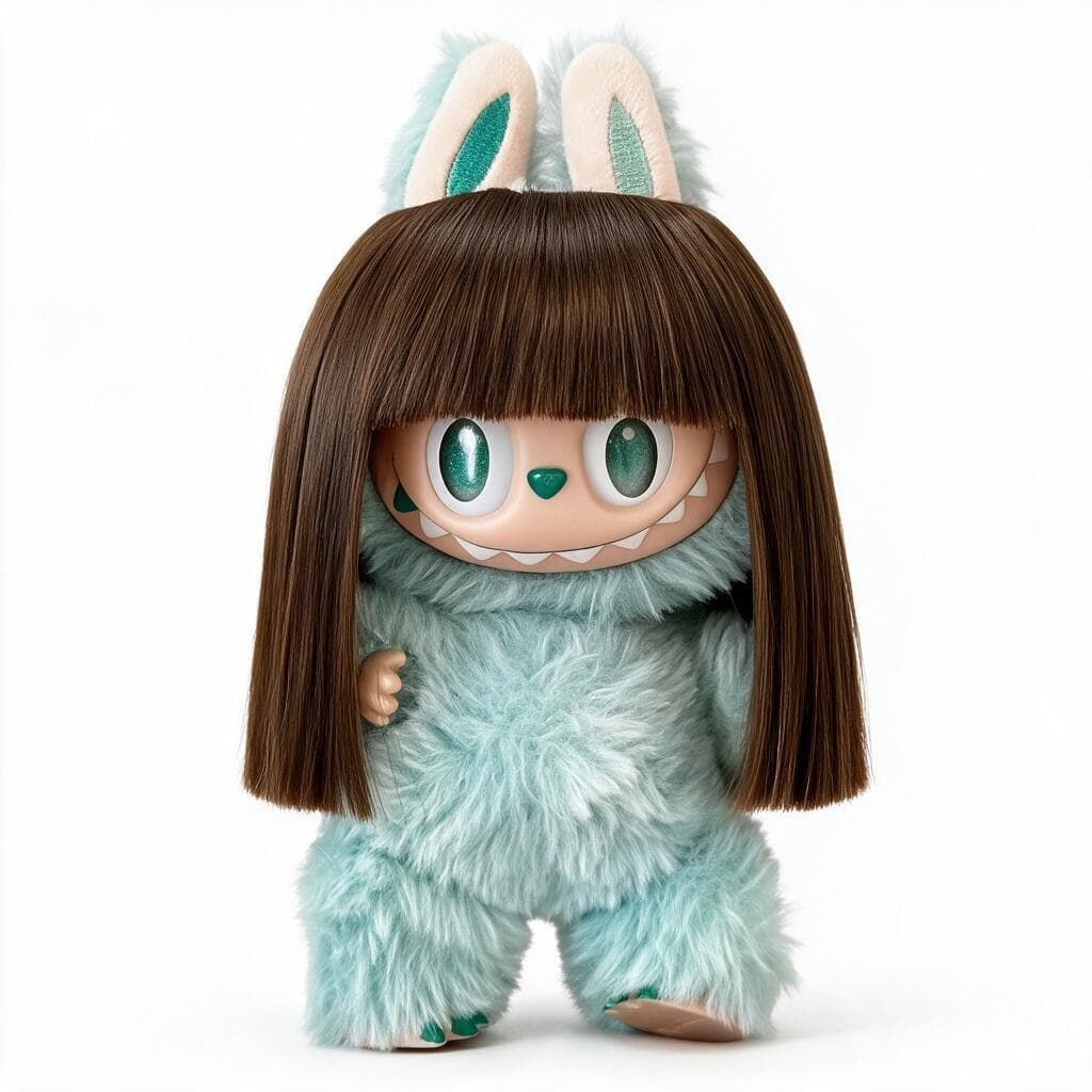 Vintage Dark Coffee collectible doll wig compatible with 17cm collectible 17cm dolls, white background product image