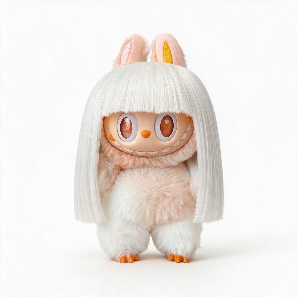 Pure White collectible doll wig compatible with 17cm collectible 17cm dolls, white background product image