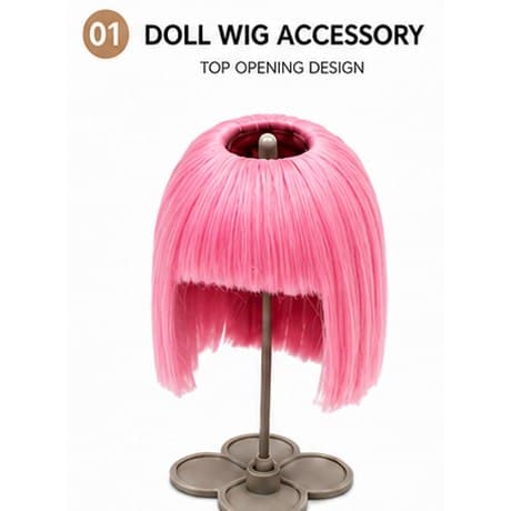 Summer Rose Red collectible doll wig compatible with 17cm collectible 17cm dolls, front product view