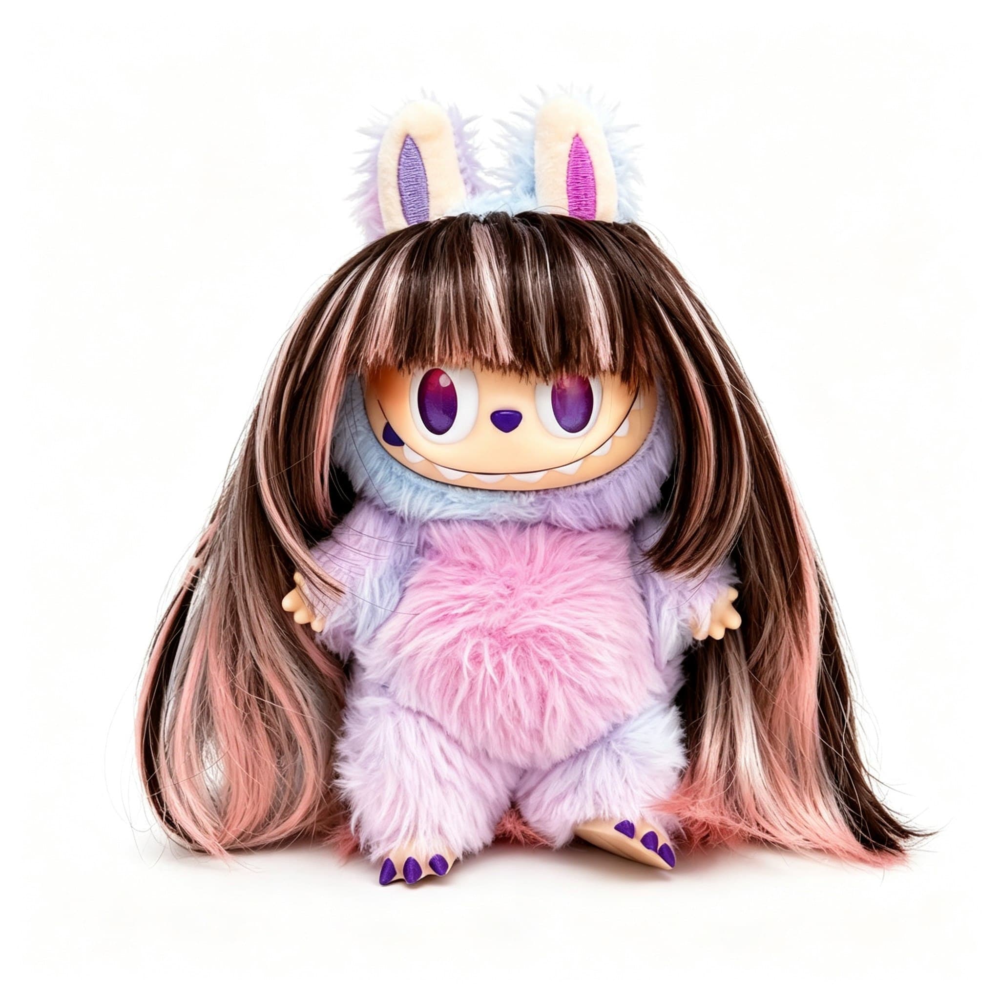 Misty Mocha / Pink Gradient collectible doll wig compatible with 17cm collectible 17cm dolls, white background product image