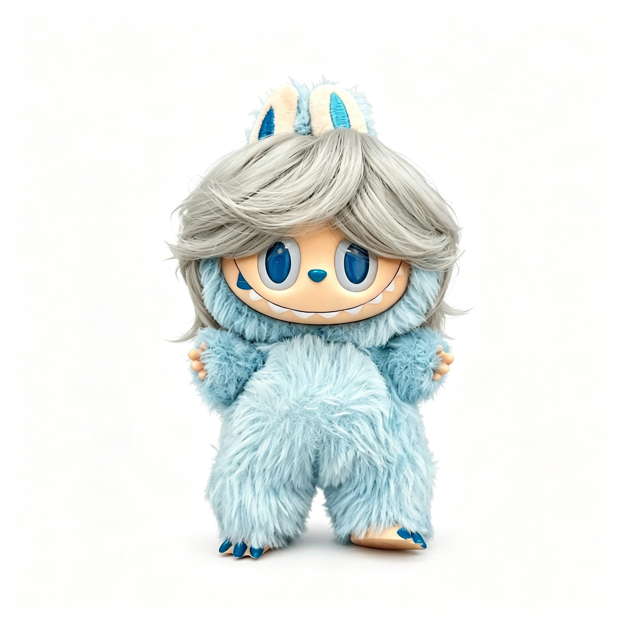 Silver Gray collectible doll wig compatible with 17cm collectible 17cm dolls, white background product image