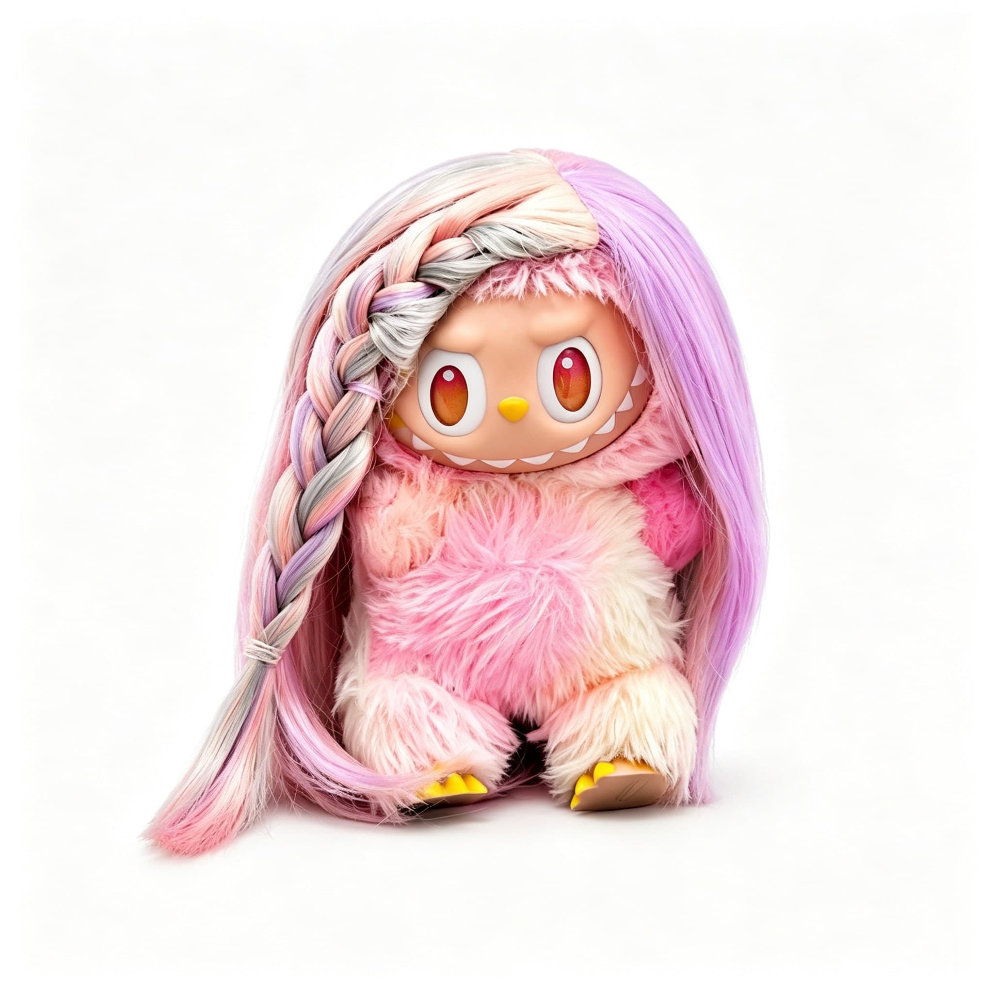 Aurora Multi-Color collectible doll wig compatible with 17cm collectible 17cm dolls, white background product image