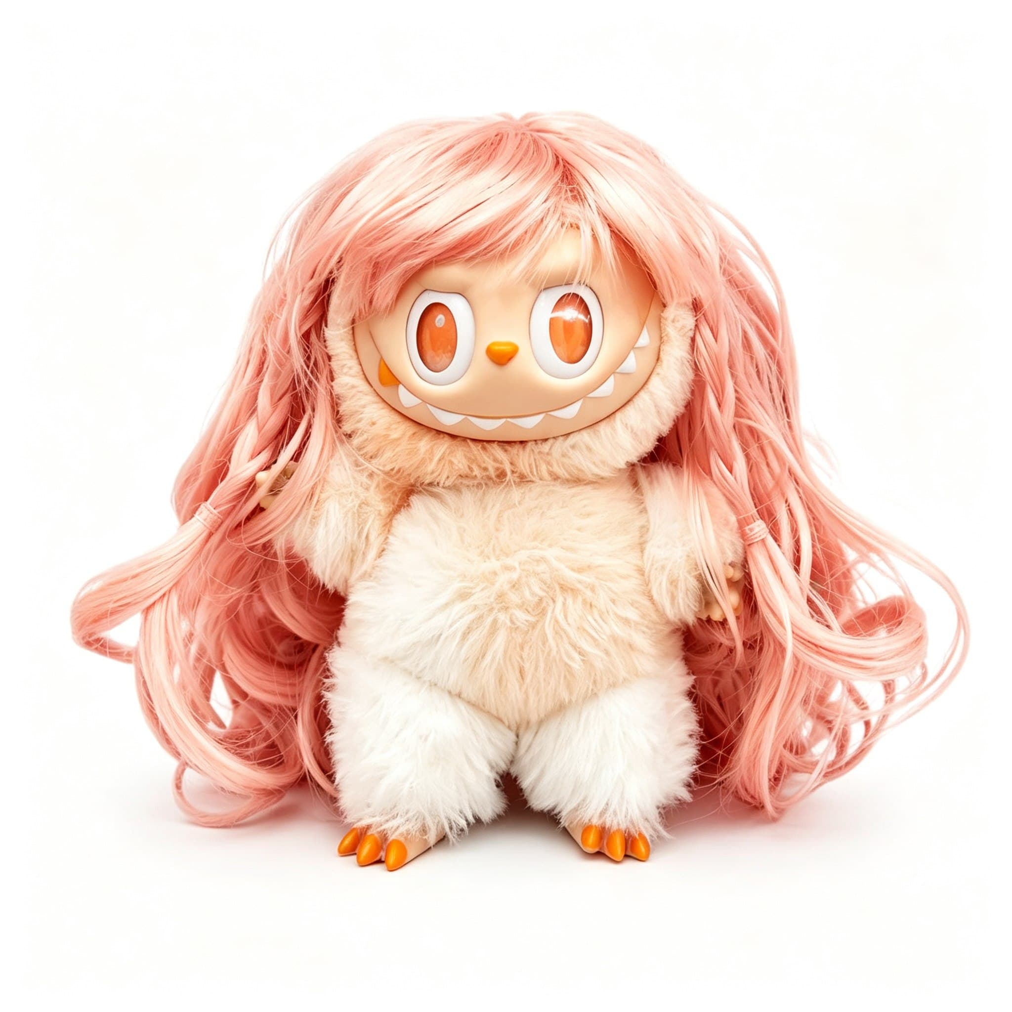 Warm Orange collectible doll wig compatible with 17cm collectible 17cm dolls, white background product image