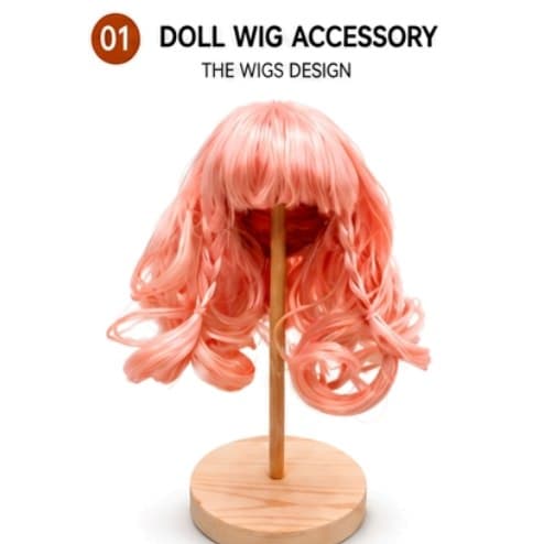 Warm Orange collectible doll wig compatible with 17cm collectible 17cm dolls, front product view