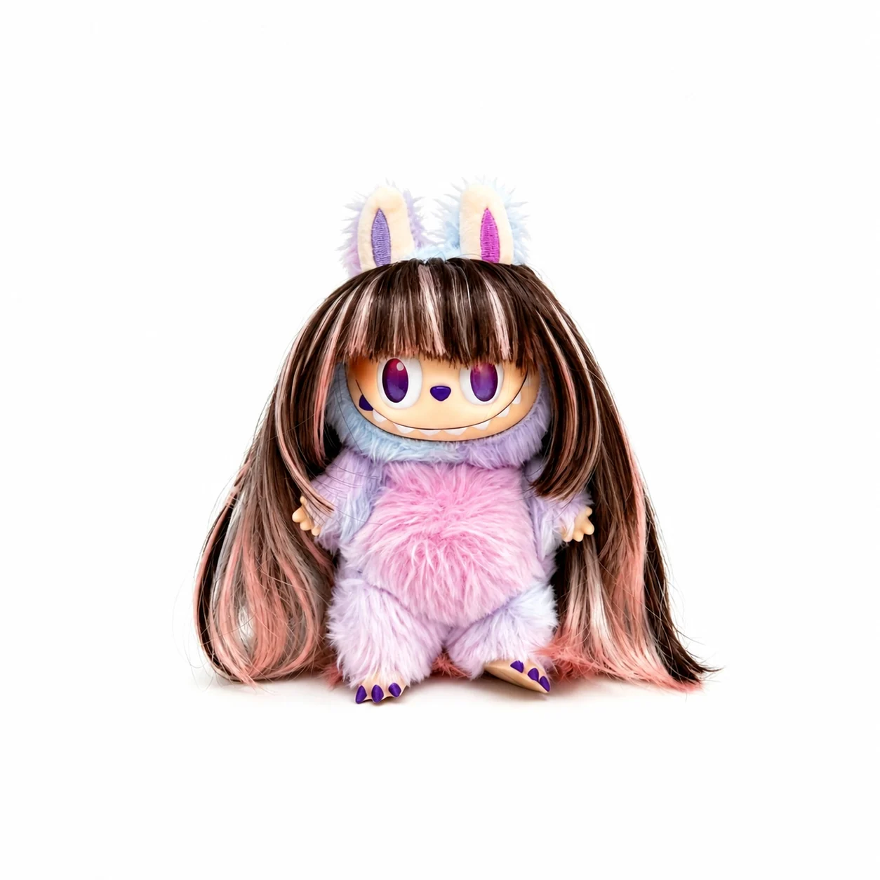 Misty Mocha / Pink Gradient collectible doll wig compatible with 17cm collectible 17cm dolls, white background product image