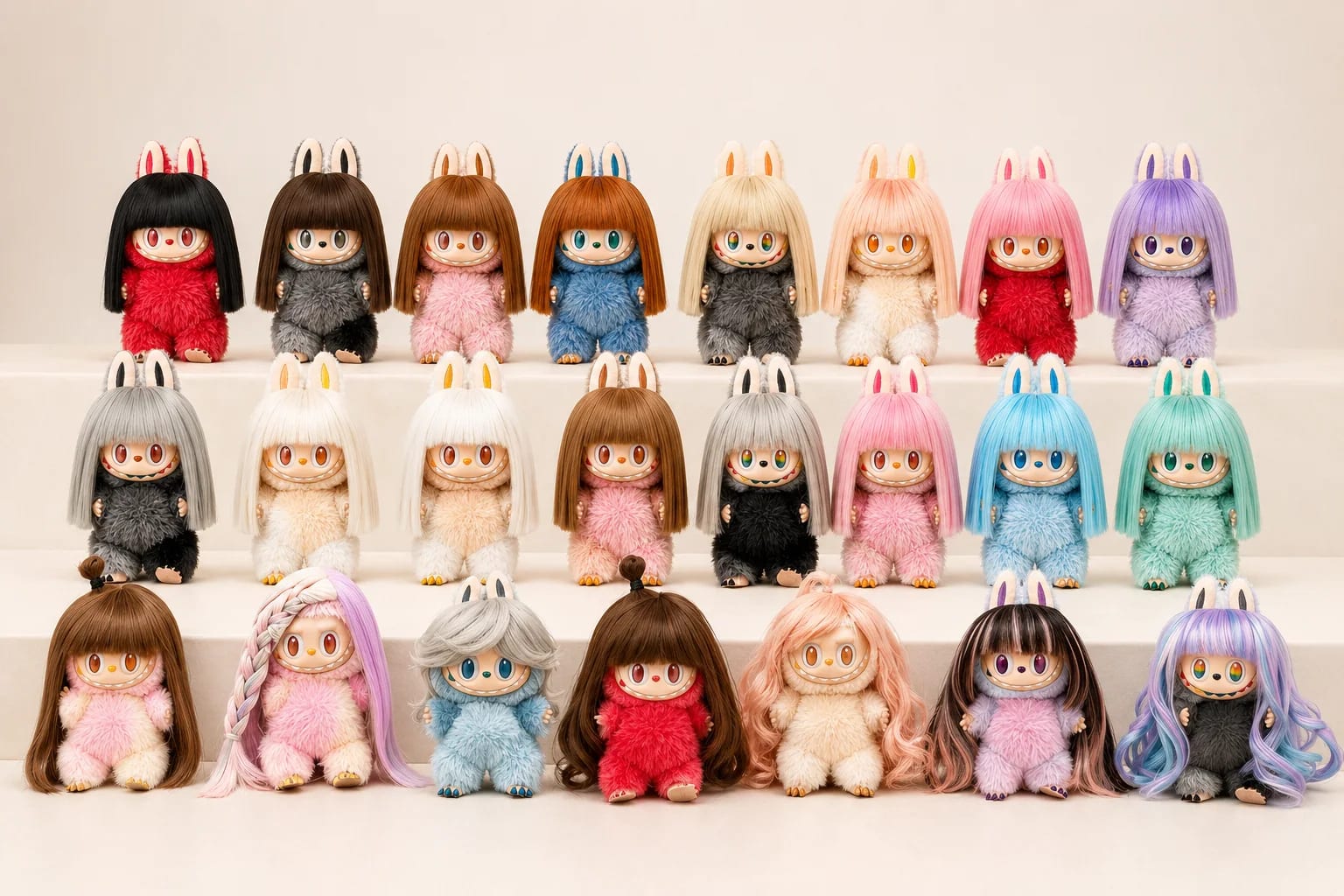 AUDORI SISILI wholesale collectible doll wig assortment arranged by style and colour