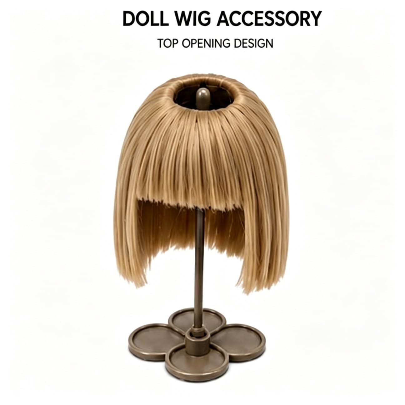 Light Flaxen Blonde collectible doll wig compatible with 17cm collectible 17cm dolls, front product view