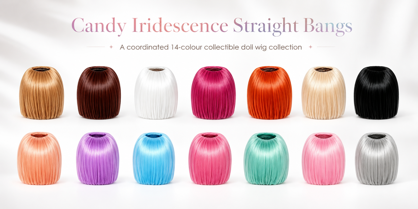Fourteen Candy Iridescence straight-bangs collectible doll wig colors